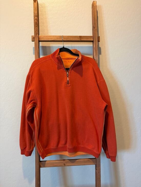 Tommy Bahama Other - Tommy Bahama Men’s Orange Quarter Zip Pullover Sweater Contrast Stitching